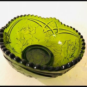 Antique glass dish with rose detail